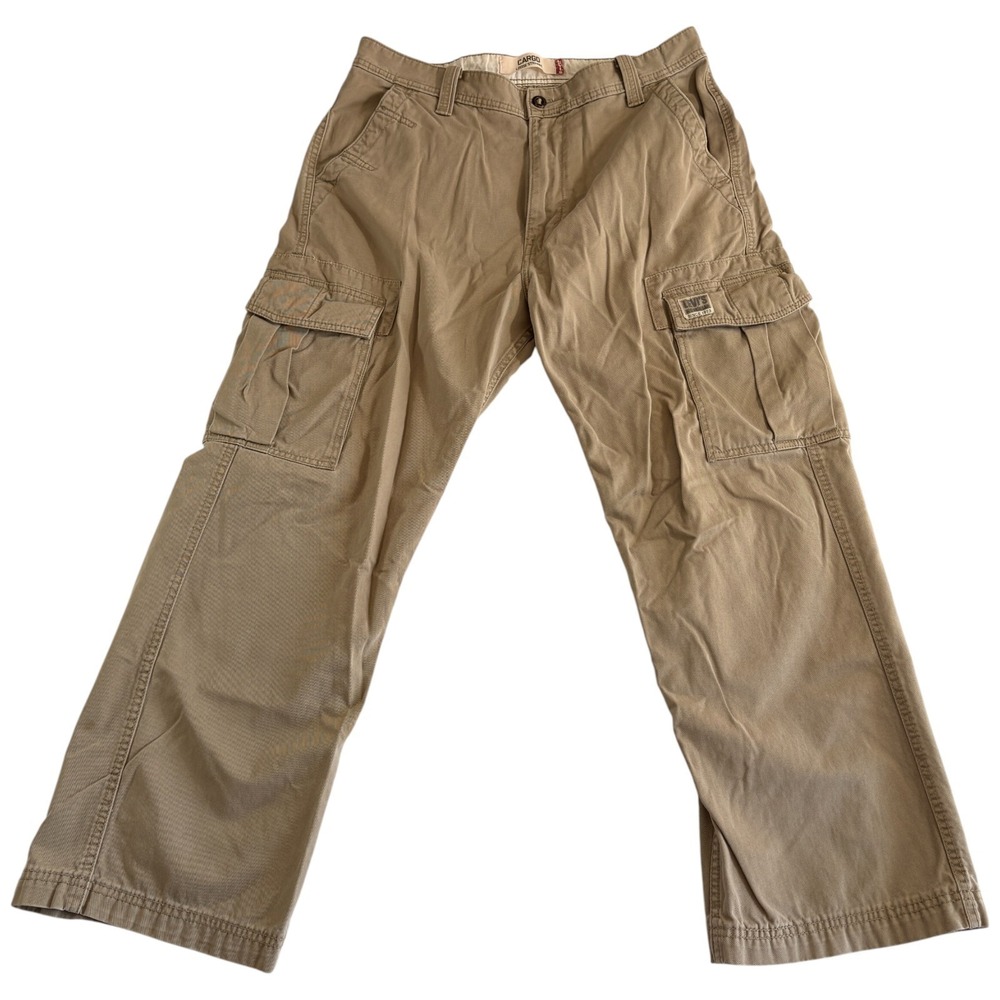 Vintage Levi's Loose Fit Cargo Pants Men 34x30 (36x29) Beige Cotton Straight Leg